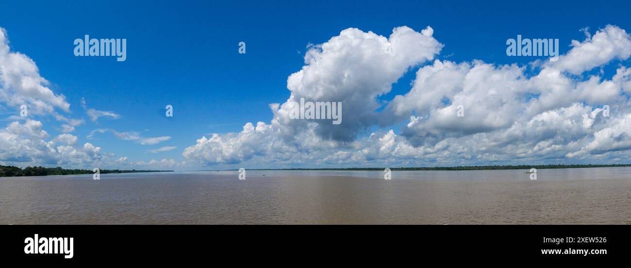 Amazone River Panorama (ici appelé rivière Solimões) à l'est de Anamã au Brésil. Banque D'Images
