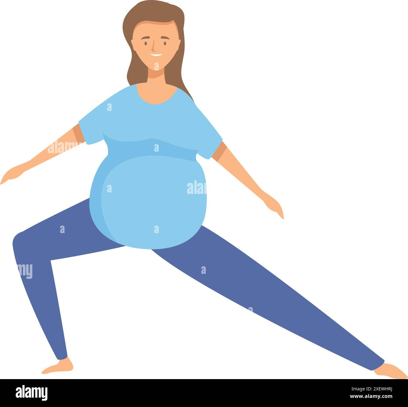 La femme enceinte s’étire les jambes, profitant des bienfaits du yoga prénatal pour une grossesse saine et active Illustration de Vecteur