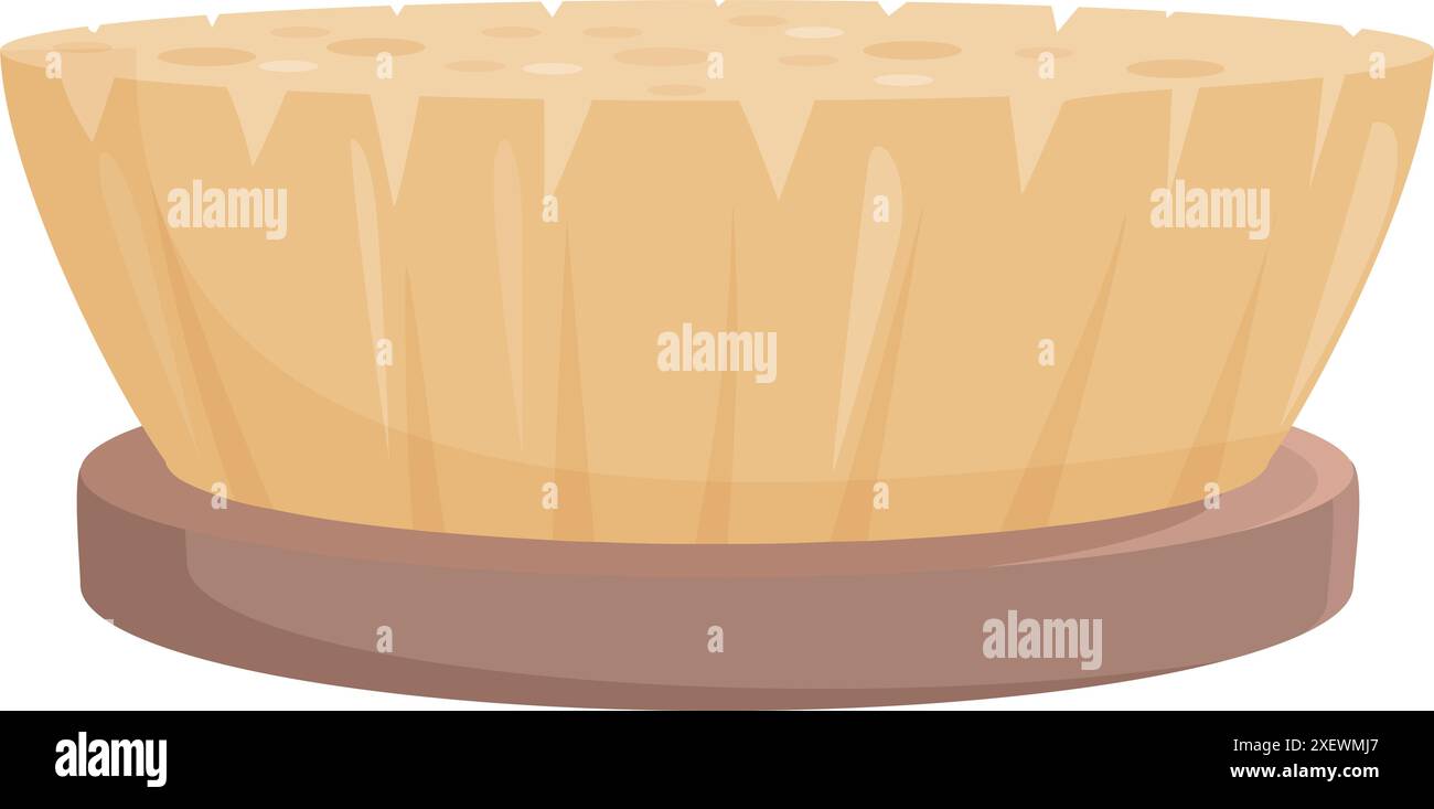 Brosse à récurer ronde en bois avec manche court pour nettoyer et laver la vaisselle, les ustensiles de cuisine et les surfaces Illustration de Vecteur
