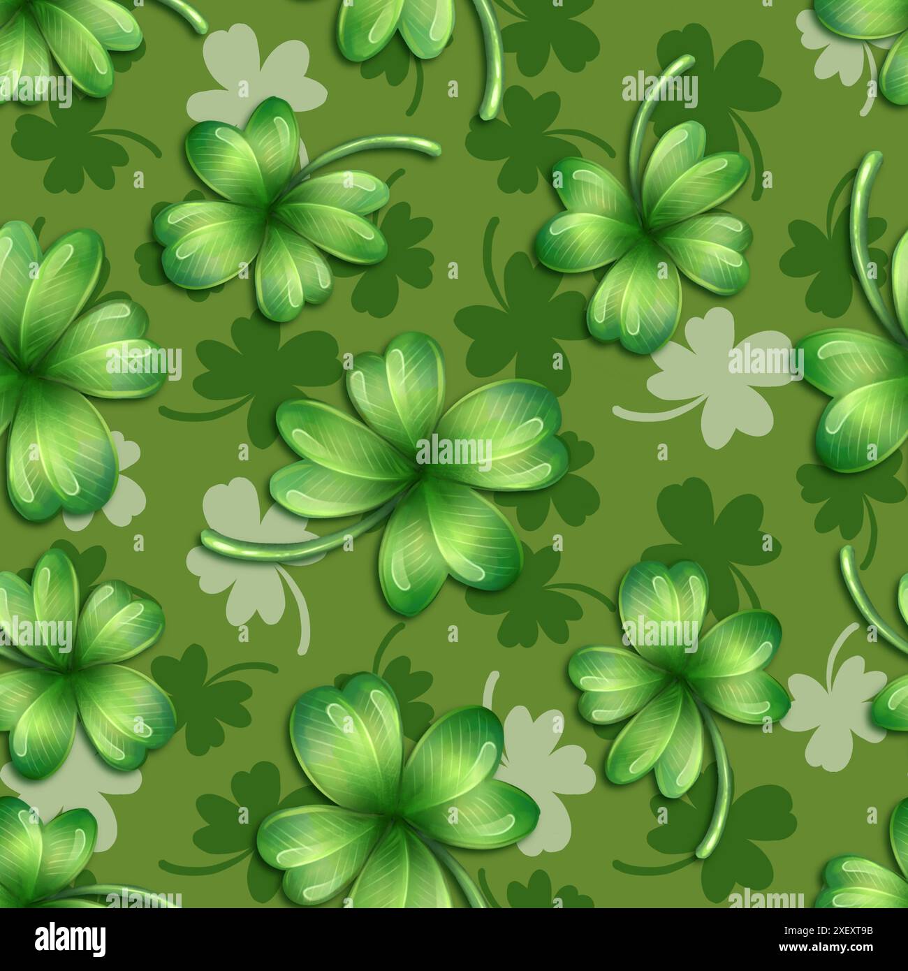 Motif sans couture avec feuilles de trèfle. Trèfle vert à quatre feuilles. Banque D'Images