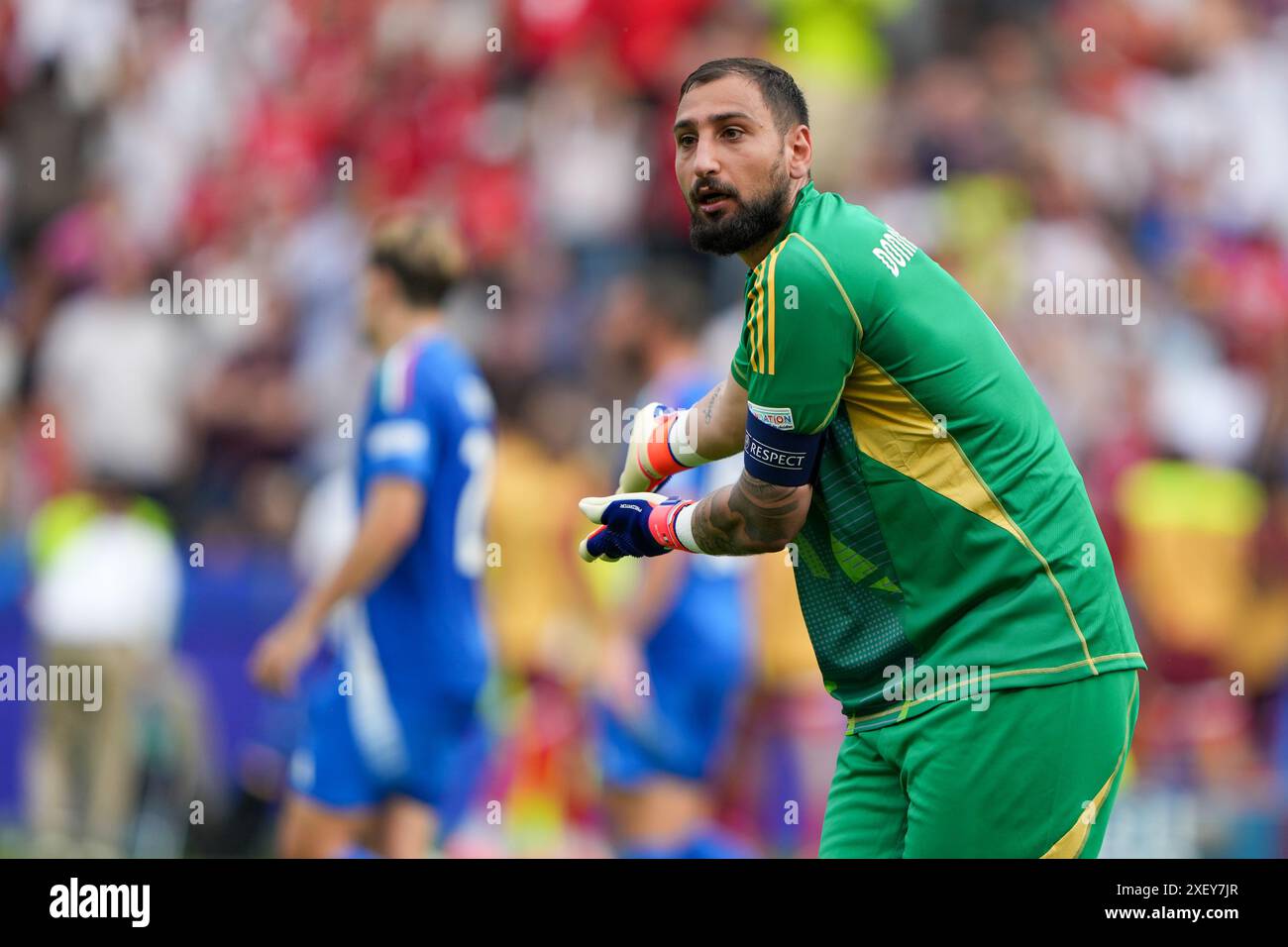 Berlin, Allemagne. 29 juin 2024. Le gardien de but italien Gianluigi Donnarumma réagit lors du match Suisse - Italie UEFA Euro 2024 Round of 16 à l'Olympiastadion de Berlin le 29 juin 2024. (Photo par : Dimitrije Vasiljevic) crédit : Dimitrije Vasiljevic/Alamy Live News Banque D'Images