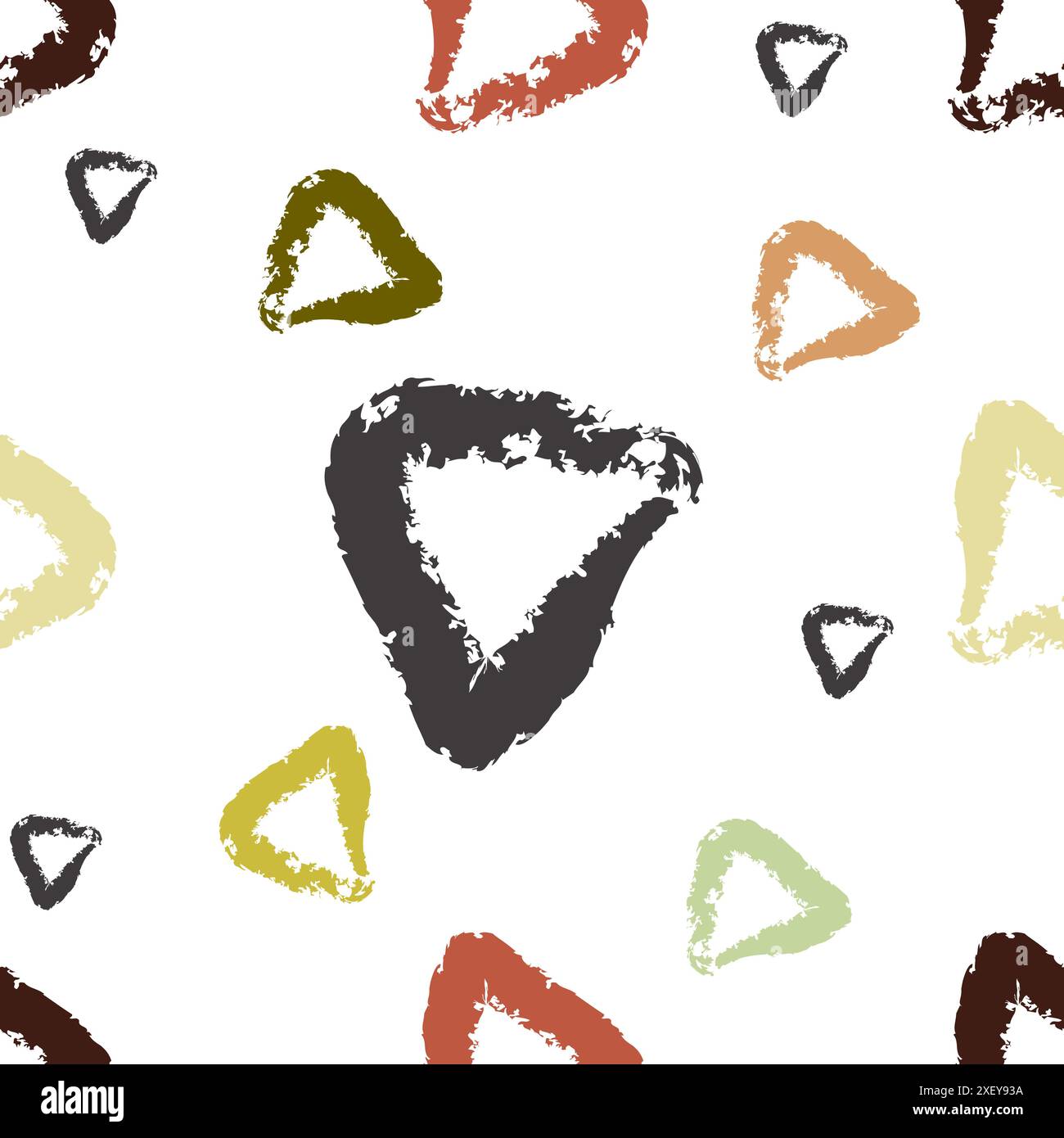 Motif vectoriel simple sans couture avec des triangles irréguliers dessinés à la main sur un fond blanc. FreeHand impression géométrique idéal pour le tissu, le textile, l'emballage Illustration de Vecteur