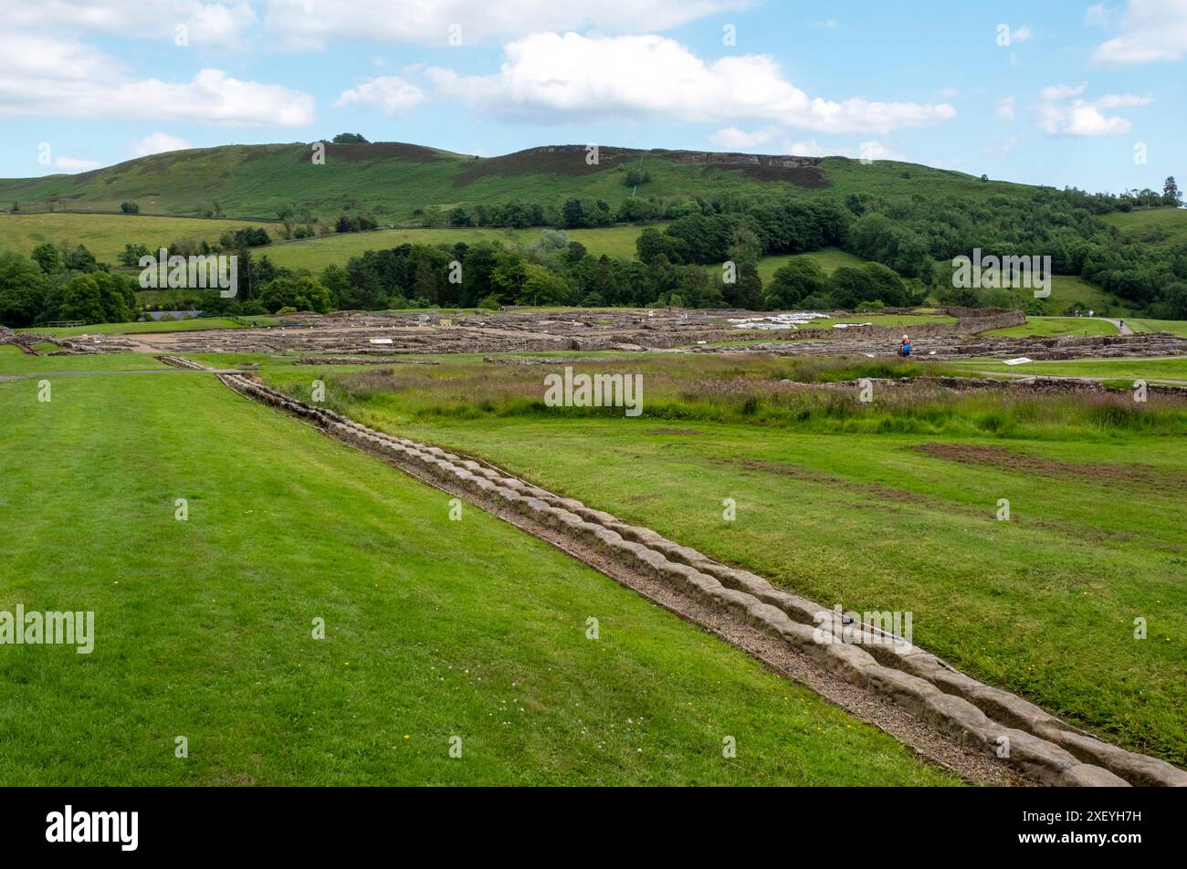 Approvisionnement en eau de l'aqueduc romain de Vindolanda Roman Fort, Northumberland, Angleterre. Banque D'Images