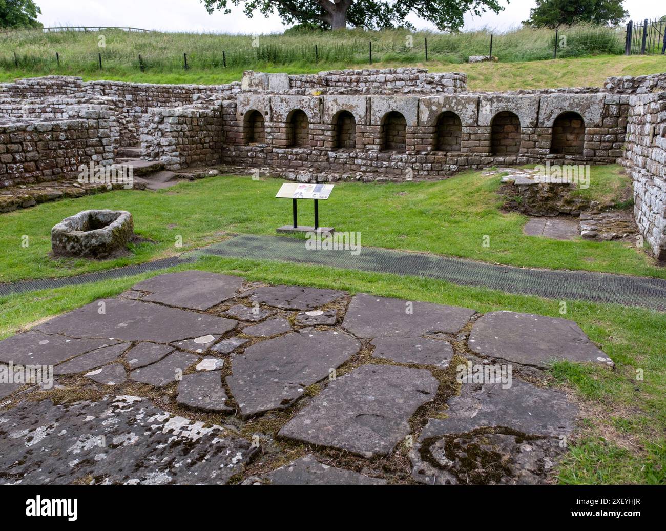 L'apodyterium, vestiaire à Chesters Roman Bath House (Cilurnum) Fort romain. Chollerford, Hexham, Northumberland, Angleterre. Banque D'Images