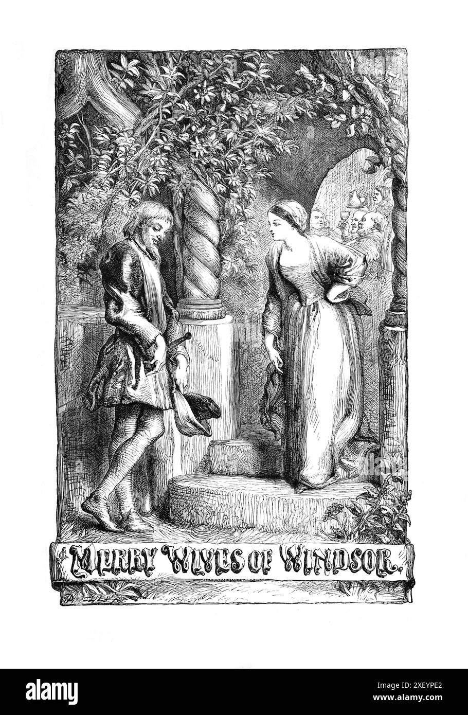 Joyeuses épouses de Windsor - Dalziel Brothers d'après Sir John Gilbert - The Library Shakspeare, William MacKenzie, London, 1873 Banque D'Images