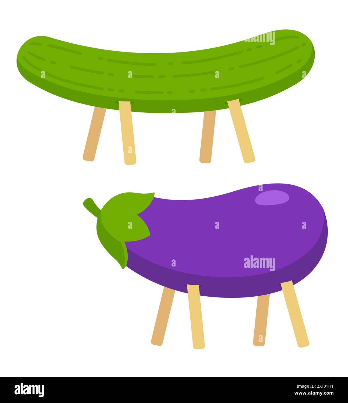 Décorations de cheval de concombre et de vache d'aubergine pour le festival japonais Obon. Illustration clip art vectorielle isolée. Illustration de Vecteur