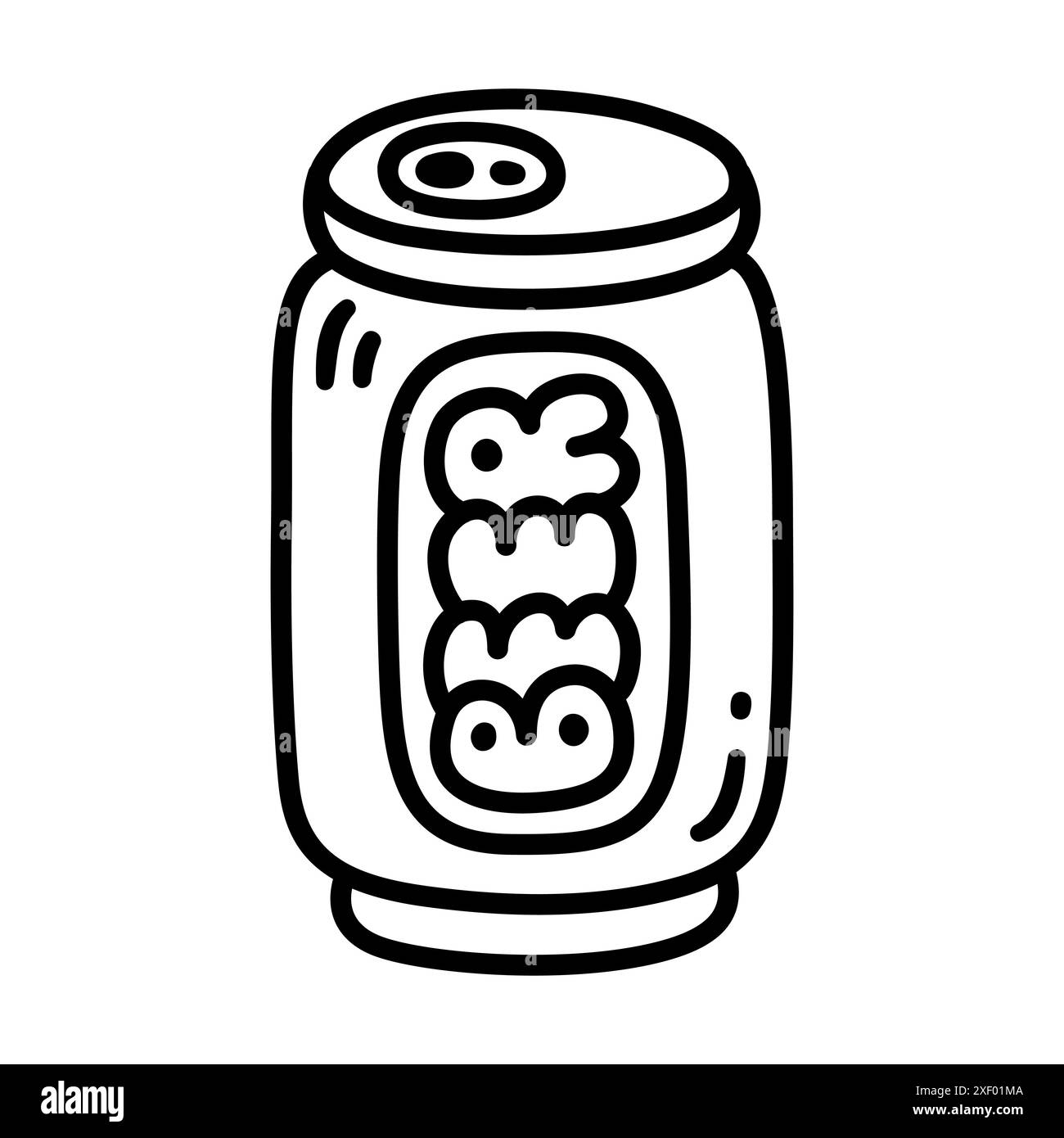 Icône de ligne de canette de bière dessinée à la main. Doodle de bière noir et blanc de style comique simple, illustration vectorielle de dessin animé. Illustration de Vecteur