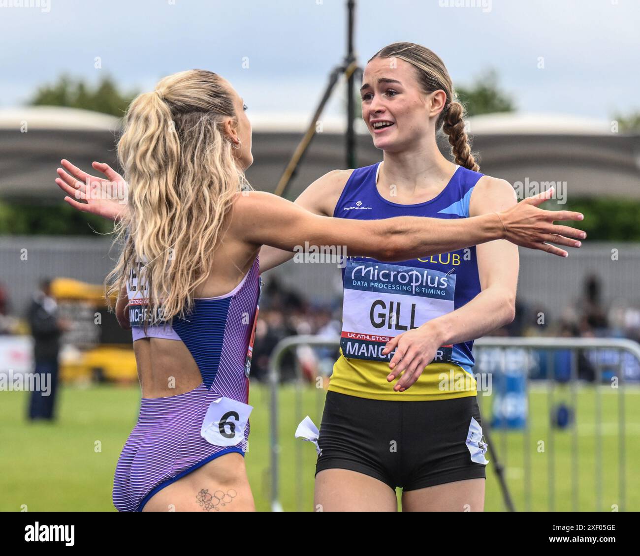 Manchester, Royaume-Uni. 30 juin 2024. Phoebe Gill célèbre la victoire du 800m lors du Microplus UK Athletics Championships Day 2 à Manchester Regional Arena, Manchester, Royaume-Uni, le 30 juin 2024 (photo par Craig Thomas/News images) à Manchester, Royaume-Uni le 30/06/2024. (Photo de Craig Thomas/News images/SIPA USA) crédit : SIPA USA/Alamy Live News Banque D'Images