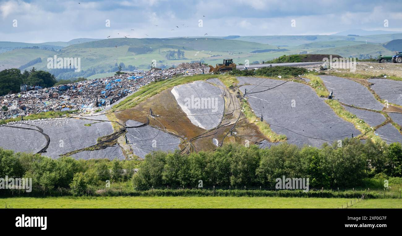 Site d'enfouissement à Llanidloes, Powys, pays de Galles, Royaume-Uni. Banque D'Images