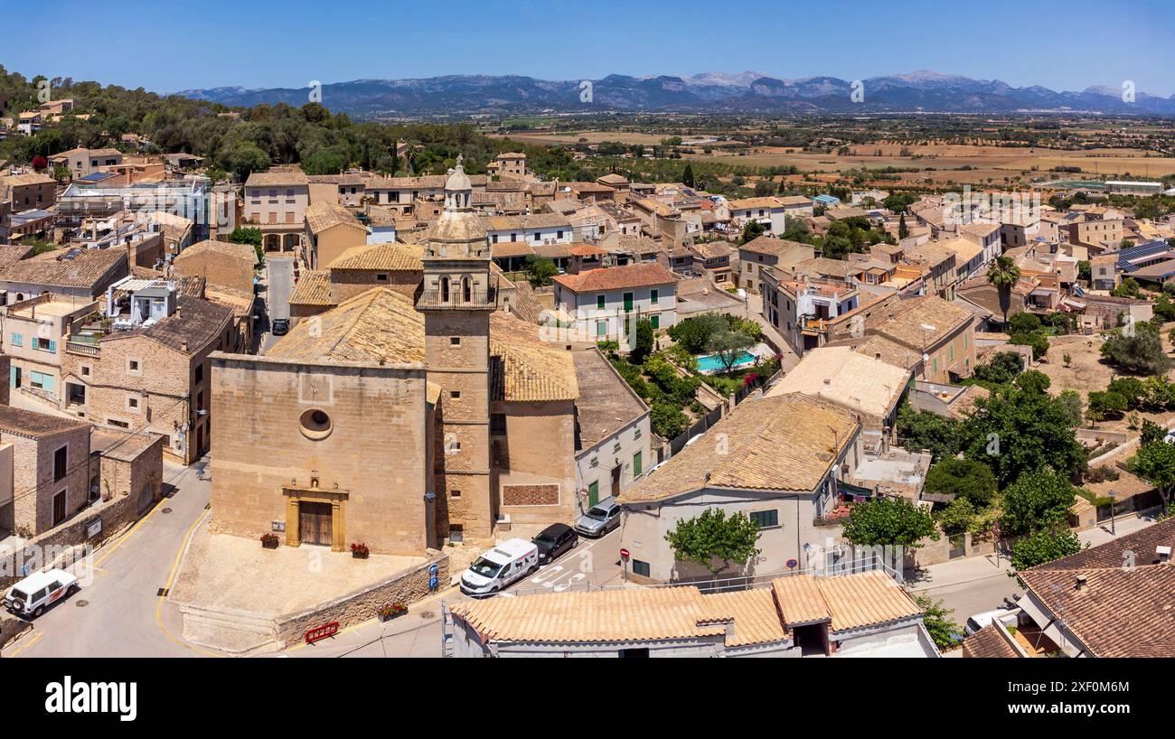 Paroisse catholique de Santa Eugenia, Majorque, Îles Baléares, Espagne. Banque D'Images