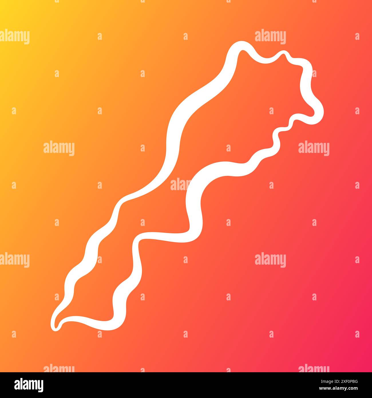 Carte de contour blanc du Maroc sur fond dégradé orange et violet. Illustration de Vecteur