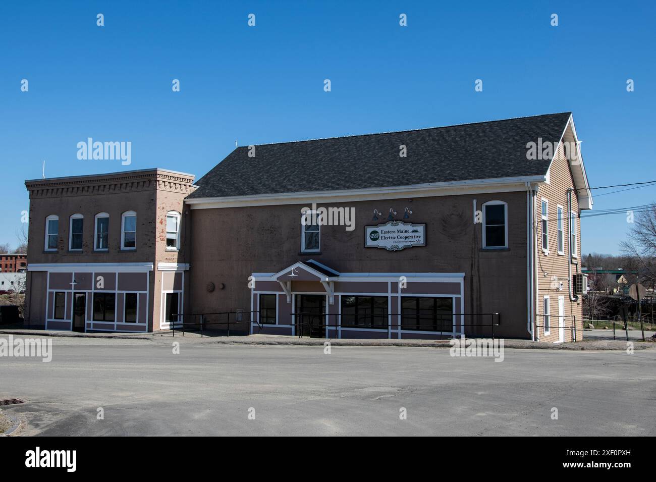 Eastern Maine Electric Cooperative sur Union Street dans le centre-ville de Calais, Maine, États-Unis Banque D'Images