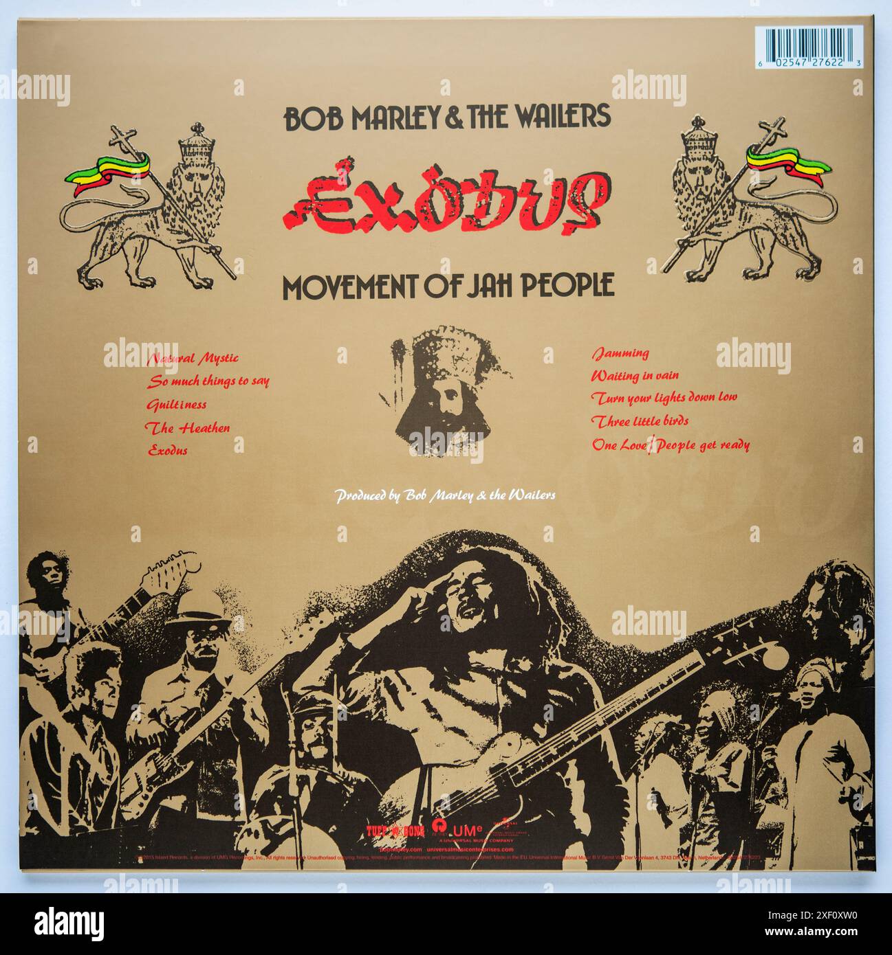 Couverture arrière de la réédition de 2015 de l'album Exodus de Bob Marley and the Wailers, sorti à l'origine en 1977 Banque D'Images