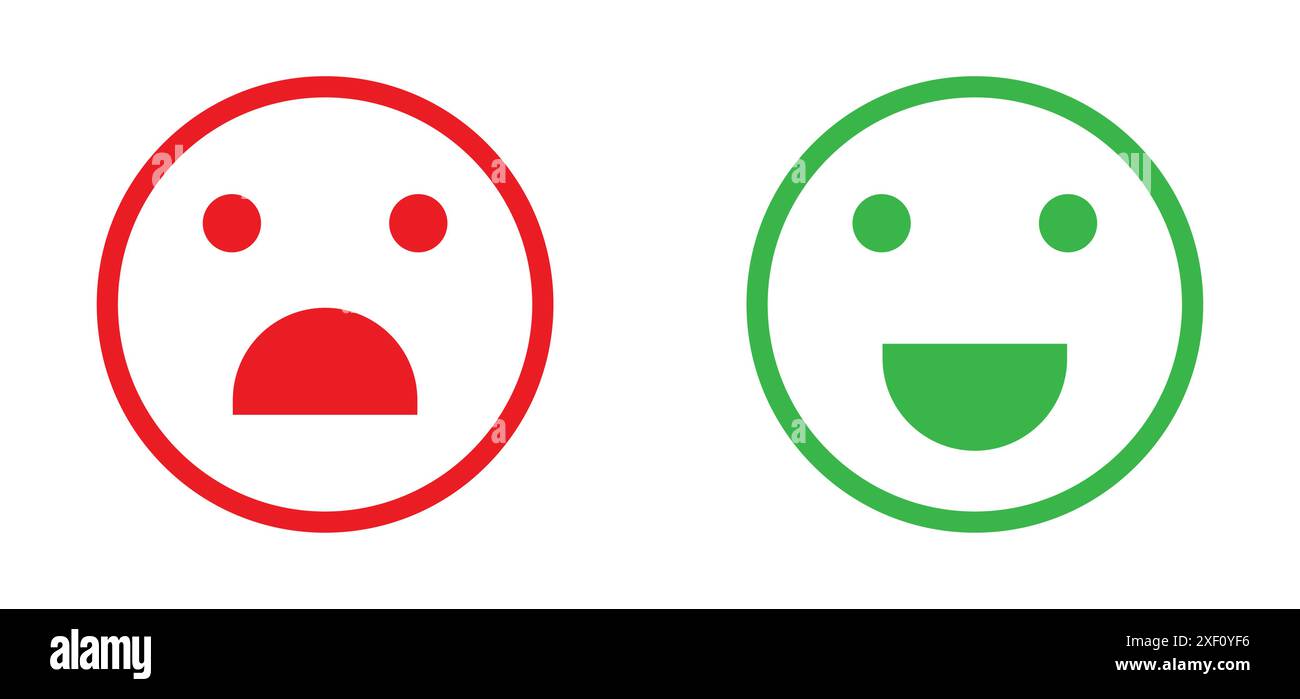 Icône emoji d'évaluation des commentaires. Icône vectorielle emoji heureuse et triste. Visage icône sourire positif, négatif vecteur d'opinion neutre signe symbole. Illustration de Vecteur
