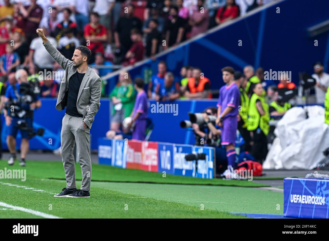 Stuttgart, Allemagne. 26 juin 2024. L'entraîneur belge Domenico Tedesco lors d'un match de football entre les équipes nationales d'Ukraine et de Belgique, a appelé les Red Devils lors de la troisième journée du Groupe E dans la phase de groupes du tournoi UEFA Euro 2024, le mercredi 26 juin 2024 à Stuttgart, Allemagne . Crédit : Sportpix/Alamy Live News Banque D'Images