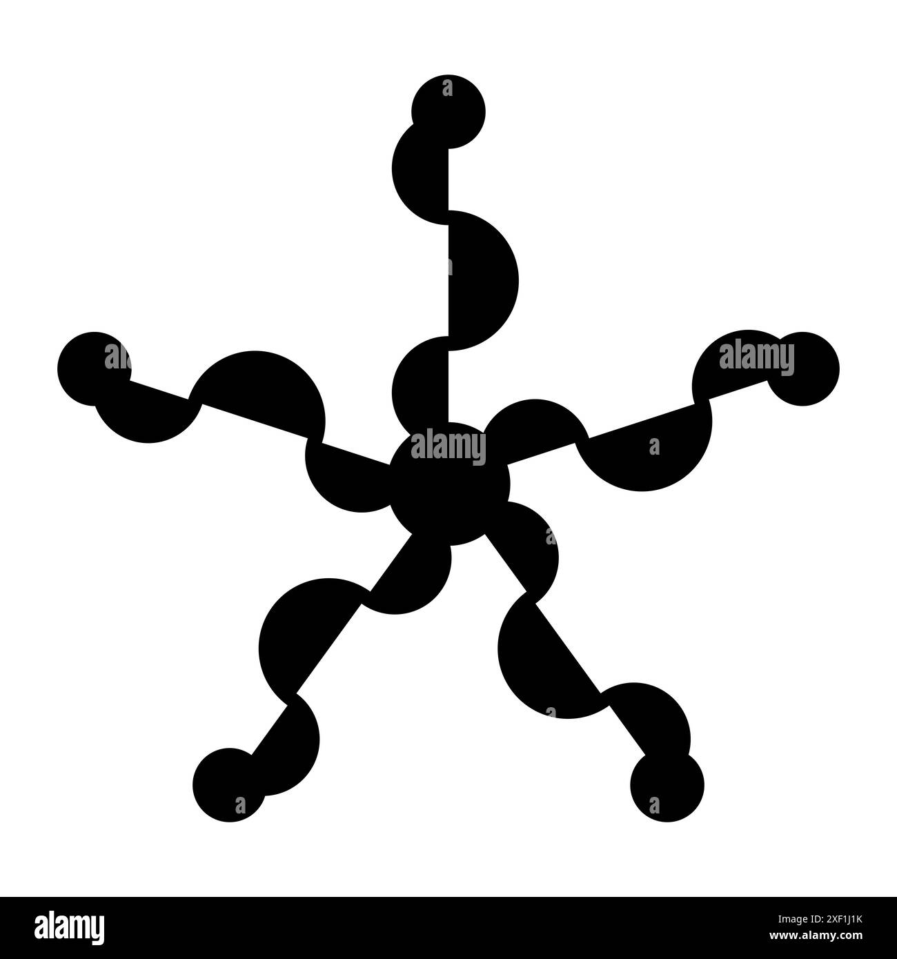 Motif de cercle de récolte en forme de pentagramme. Étoile à cinq branches formée de demi-cercles et de cercles menant du centre au bord. Banque D'Images