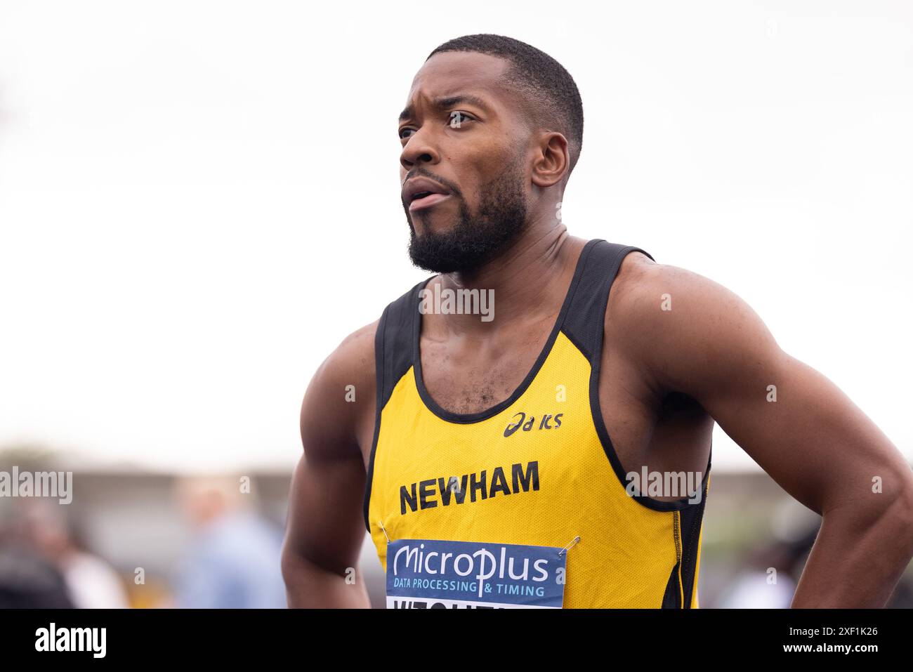 Manchester, Angleterre le samedi 29 juin 2024. Nethaneel Mitchell-Blake arrive deuxième dans la finale du 200m lors des Championnats britanniques d'athlétisme Microplus à la Manchester Regional Arena, Manchester, Angleterre, le dimanche 30 juin 2024. (Photo : Pat Scaasi | mi News) crédit : MI News & Sport /Alamy Live News crédit : MI News & Sport /Alamy Live News Banque D'Images