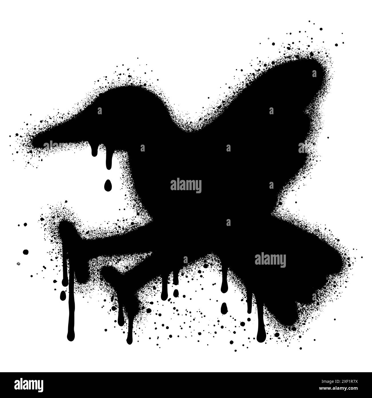 Graffiti oiseau avec peinture noire en aérosol. Illustration de Vecteur