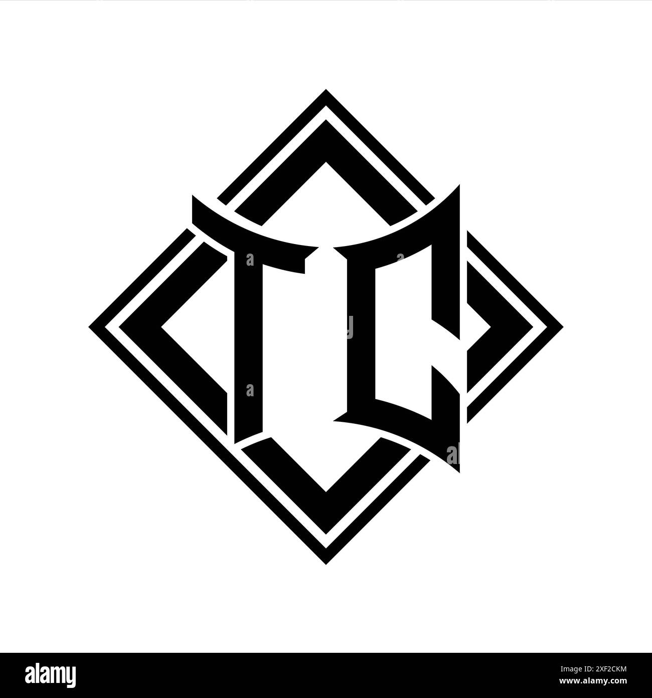 Logo lettre TC avec forme de bouclier abstraite avec contour noir carré sur fond blanc modèle design Banque D'Images