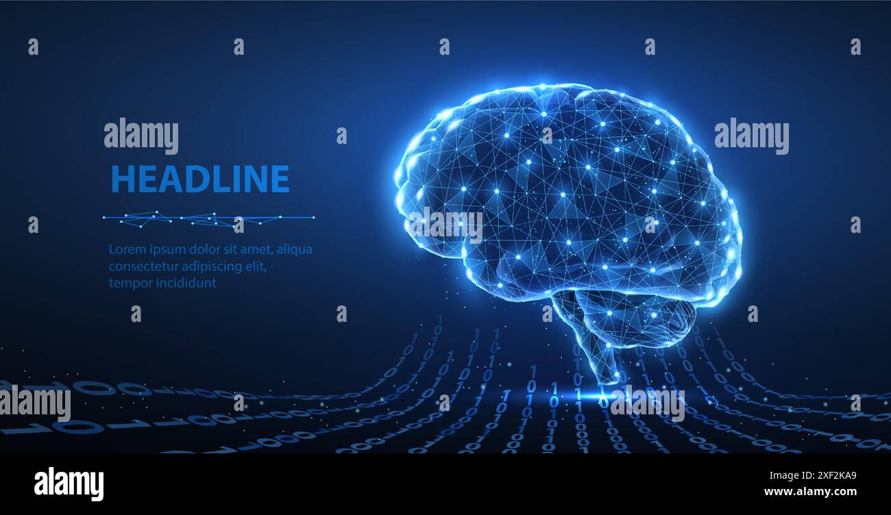 Concept d'illustration numérique du cerveau. Intelligence artificielle, science du cerveau, système nerveux Illustration de Vecteur