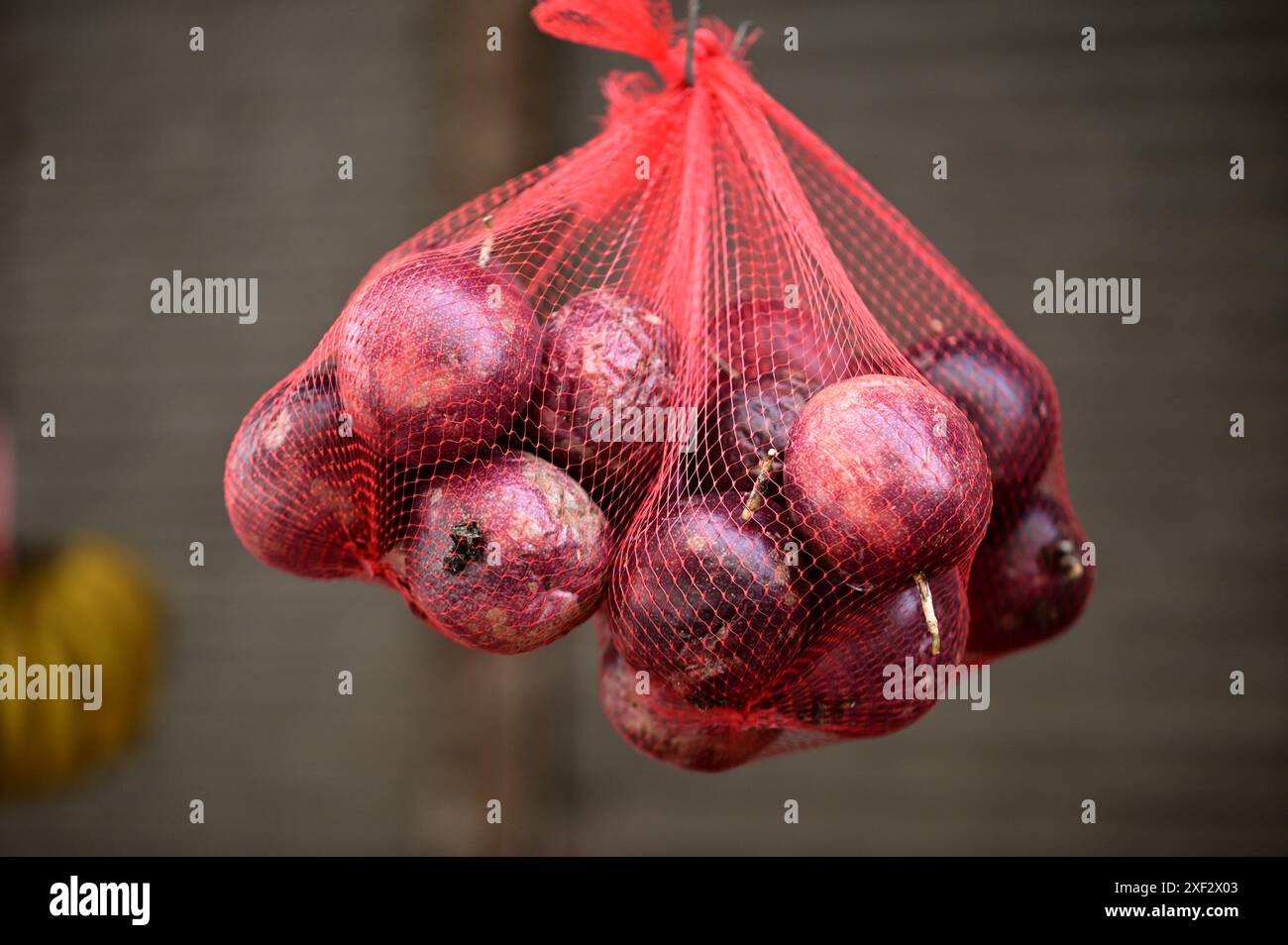 Fruit de la passion est un fruit nutritionnellement riche, emballé avec des vitamines C, A, complexe B, potassium, fer, et des antioxydants, favorisant la santé immunitaire, la peau. Banque D'Images