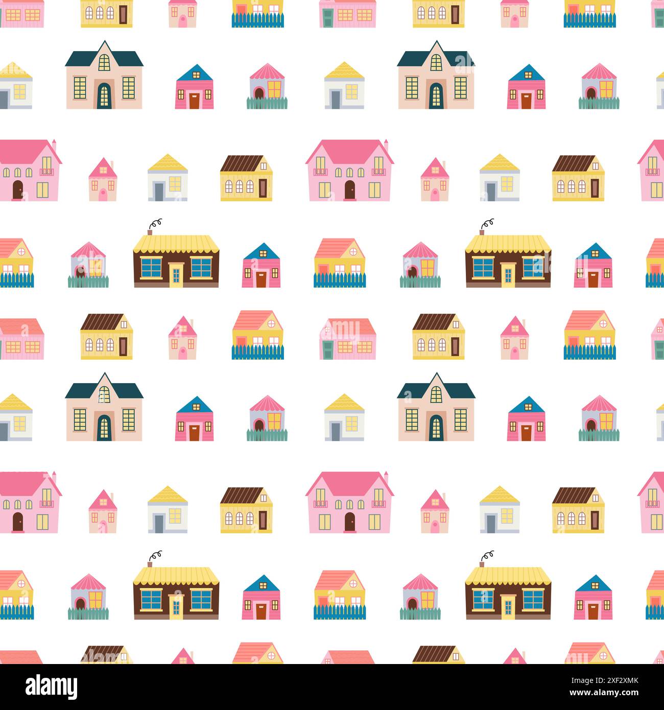 Maisons colorées modèle sans couture Illustration de Vecteur