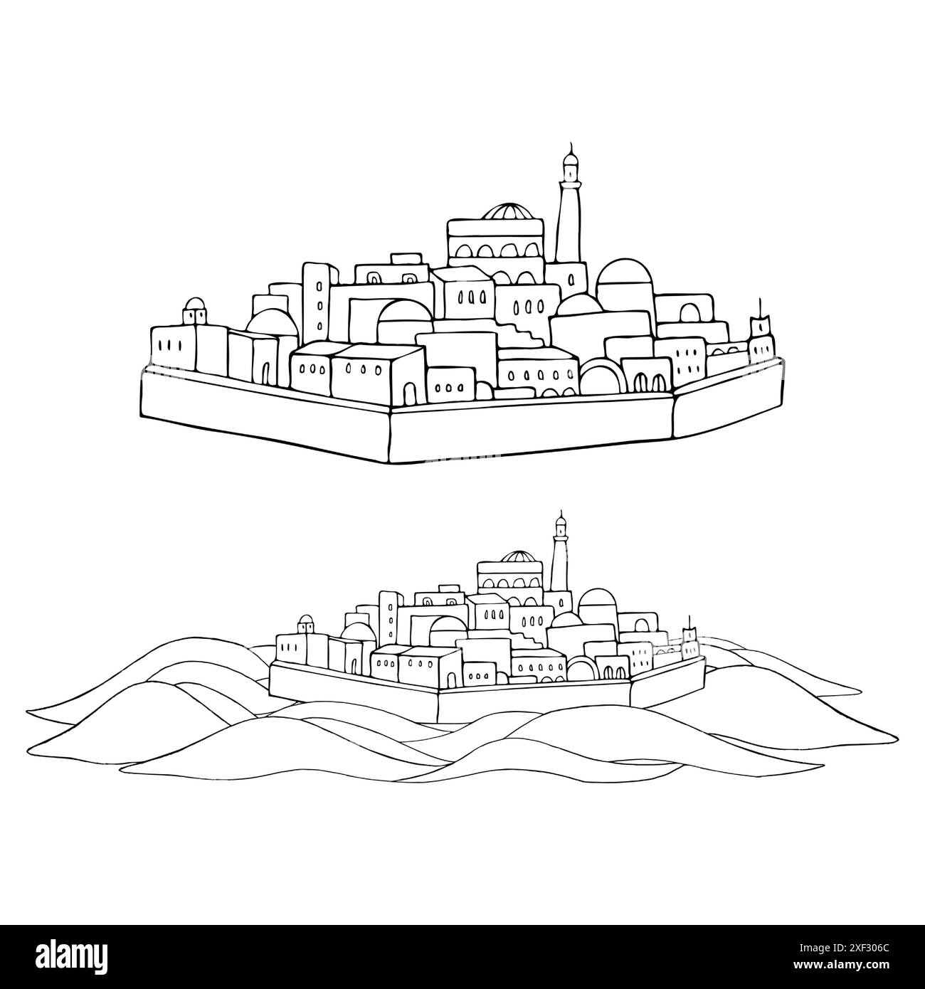 Moyen-Orient ancien château fort de ville dans le désert Illustration de Vecteur