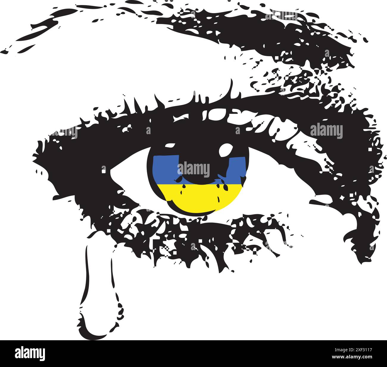Pleurer oeil avec pavillon de l'Ukraine Illustration de Vecteur