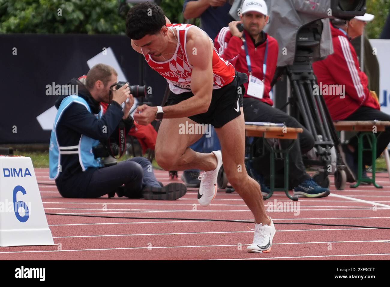 Téo Andant, Heat 400 M masculin lors des Championnats de France d'athlétisme 2024 le 29 juin 2024 au stade du Lac de Maine à Angers, France - photo Laurent Lairys / DPPI Banque D'Images