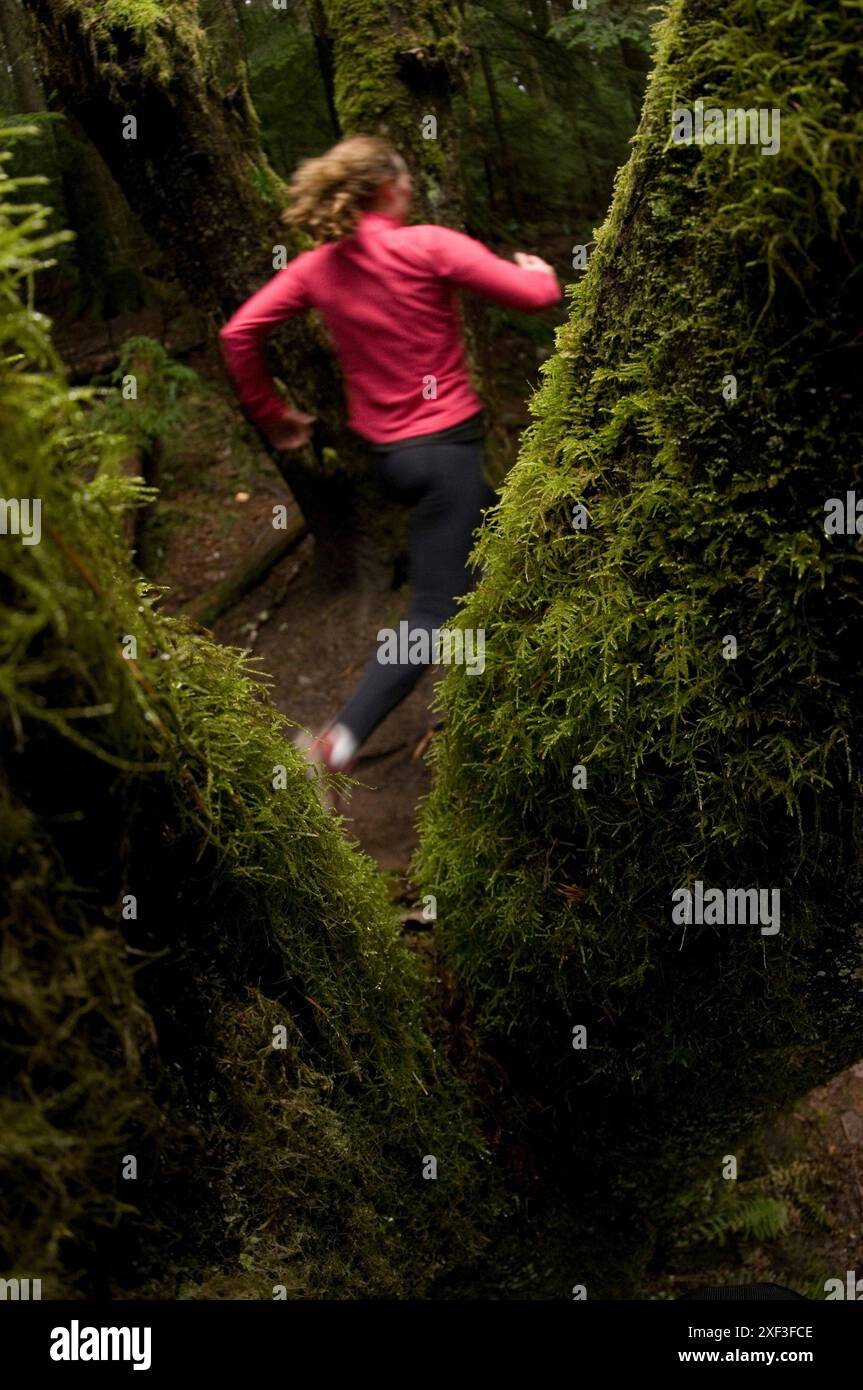 Trail running. Seymour Mountain, North Vancouver, Colombie-Britannique, Canada Banque D'Images