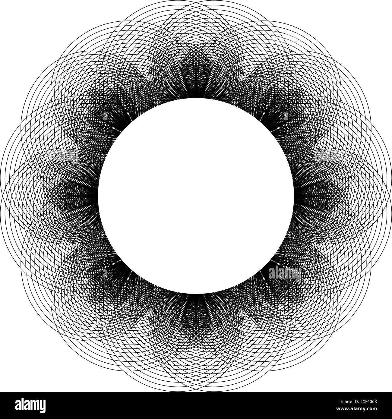Élément de motif guilloché, cercle rond, vecteur d'élément décoratif, concentrique et en spirale, forme délicate, classique détaillé, sym d'art de ligne complexe Illustration de Vecteur