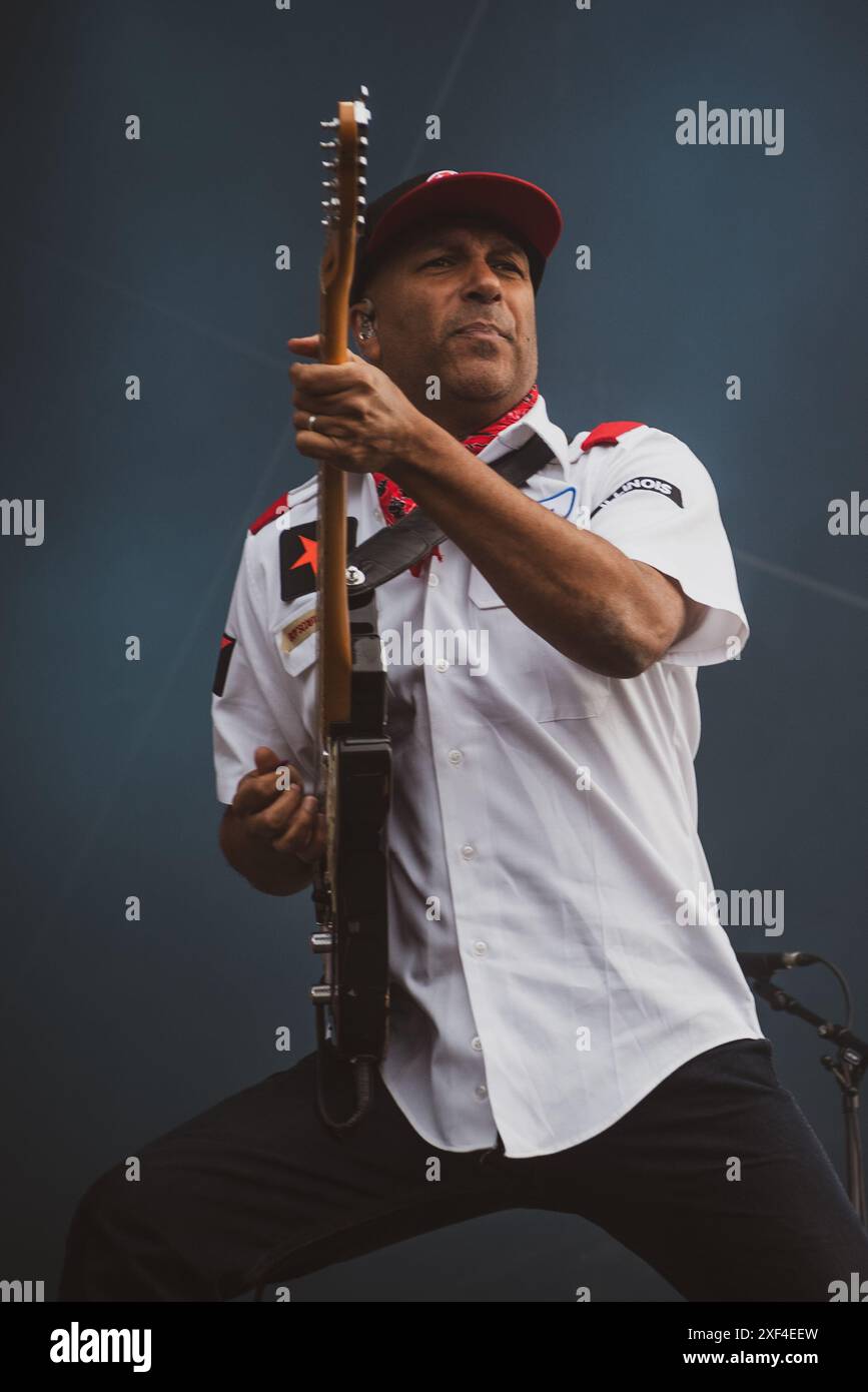 Le guitariste américain ton Morello joue au festival de Copenhague en 2024. Crédit : Andrea Pinna Banque D'Images