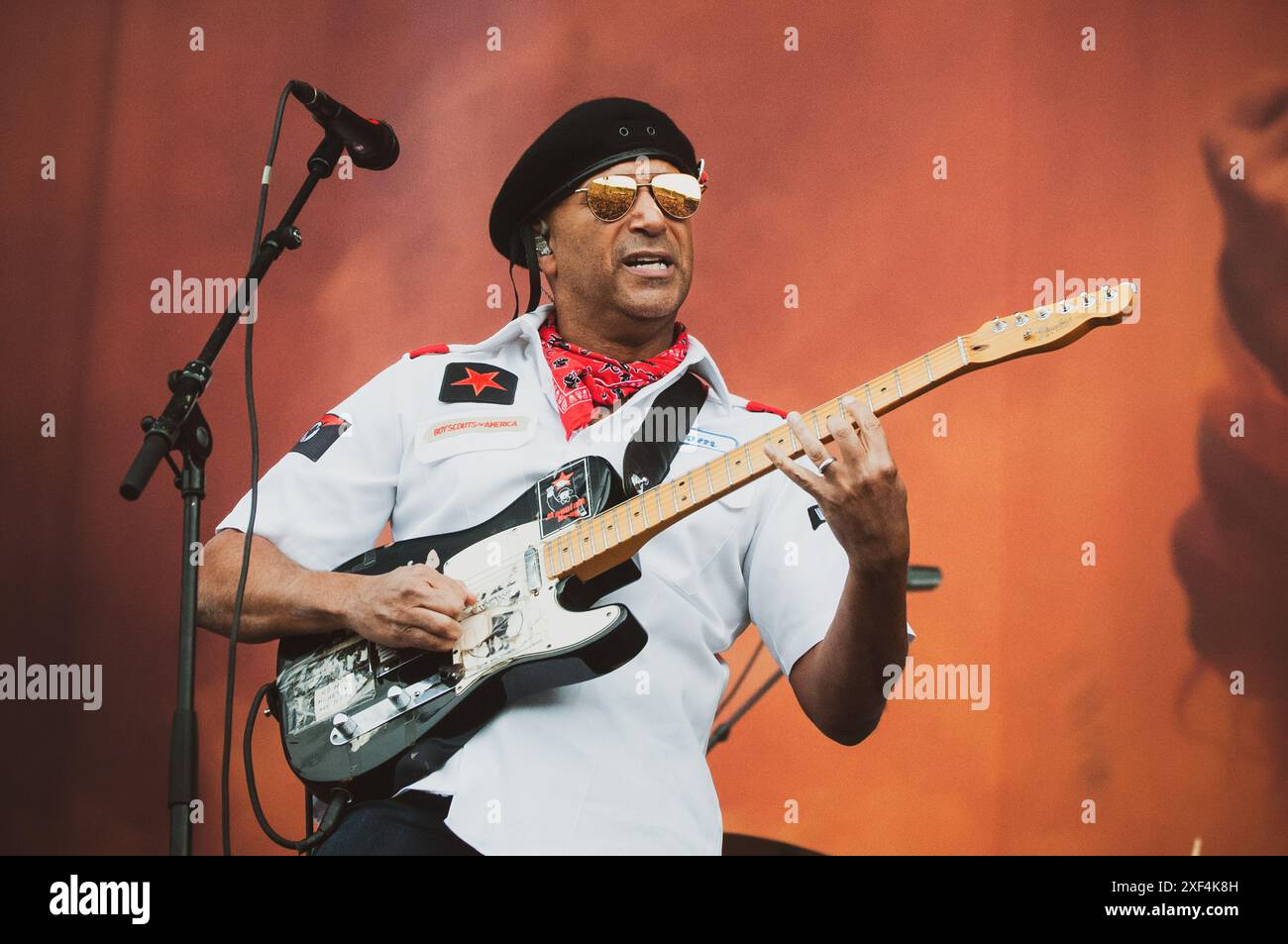 Le guitariste américain ton Morello joue au festival de Copenhague en 2024. Crédit : Andrea Pinna Banque D'Images