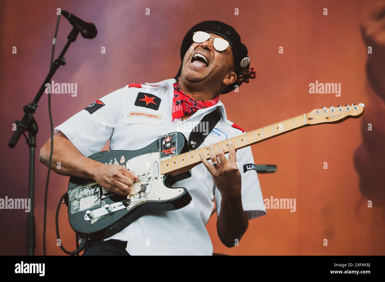 Le guitariste américain ton Morello joue au festival de Copenhague en 2024. Crédit : Andrea Pinna Banque D'Images