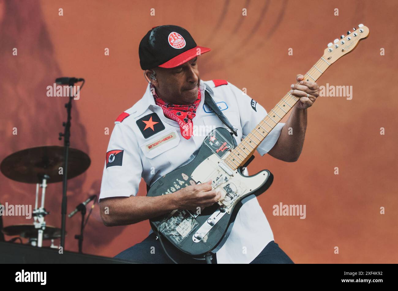 Le guitariste américain ton Morello joue au festival de Copenhague en 2024. Crédit : Andrea Pinna Banque D'Images