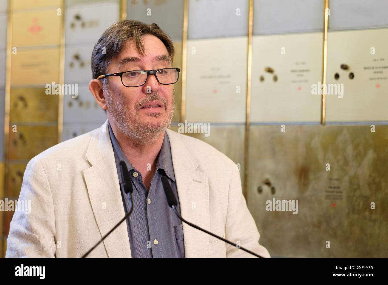 Madrid, Espagne. 01 juillet 2024. Le directeur de Cervantes Luis Garcia Montero lors du legs 'in memoriam' du poète Severo Sarduy à la Caja de las Letras de l'Institut Cervantes, le 1er juillet 2024, à Madrid, Espagne crédit : Sipa USA/Alamy Live News Banque D'Images