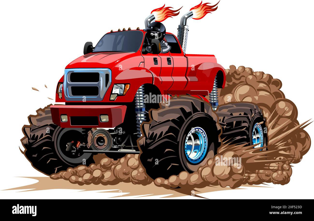 Cartoon Monster Truck. Disponible EPS-10 séparés par groupes et calques avec des effets de transparence pour recolorer en un clic Illustration de Vecteur