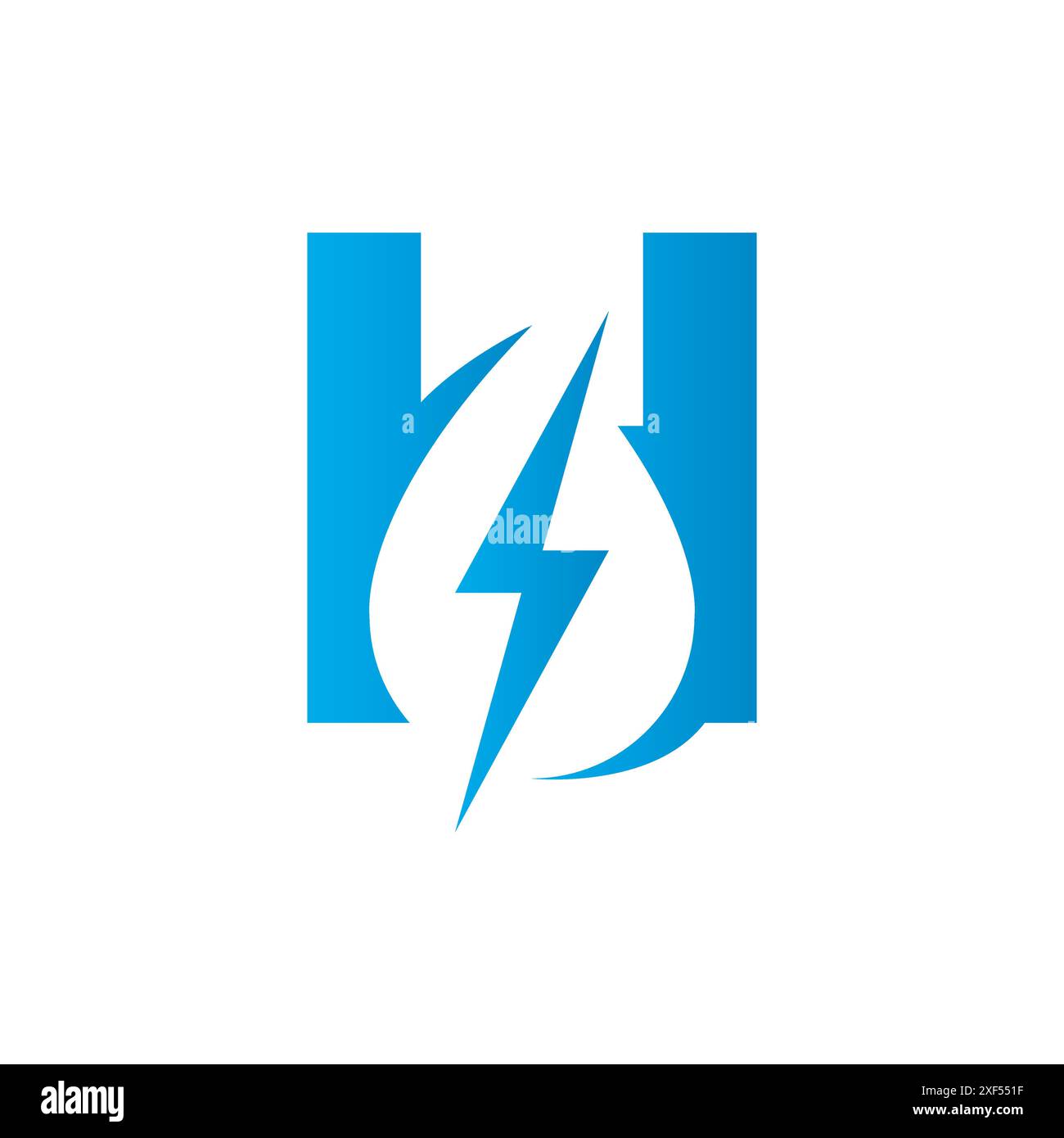 Lettre initiale H goutte avec concept de conception de logo Thunderbolt. Lettre initiale H Hydro logo avec icône de goutte d'eau d'espace négatif et Thunderbolt Design Illustration de Vecteur