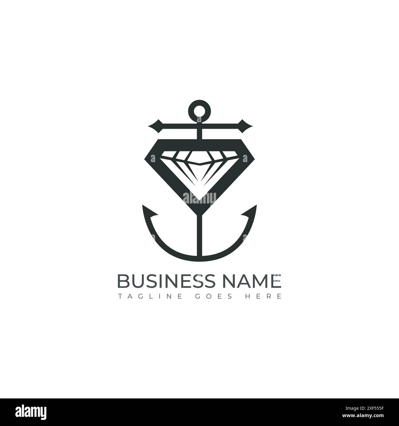 Vecteur de conception de logo de diamant d'ancre. Logo Anchor Diamond. Logo a été créé en utilisant des éléments d'ancrage et de diamant dans un style simple et moderne. Illustration de Vecteur