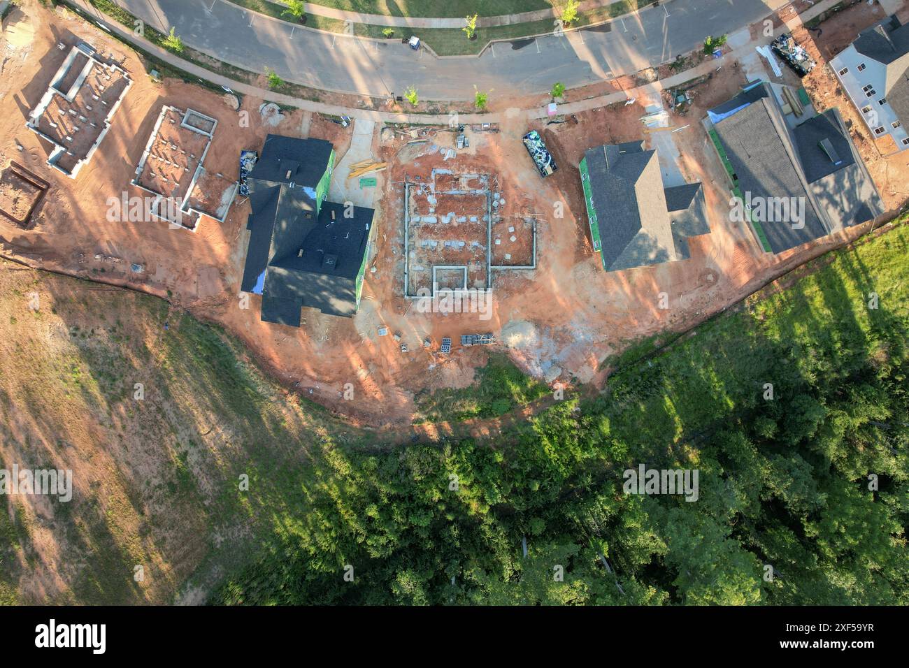 Nouvelles maisons en construction dans le développement Riverwalk, Rock Hill, SC Banque D'Images