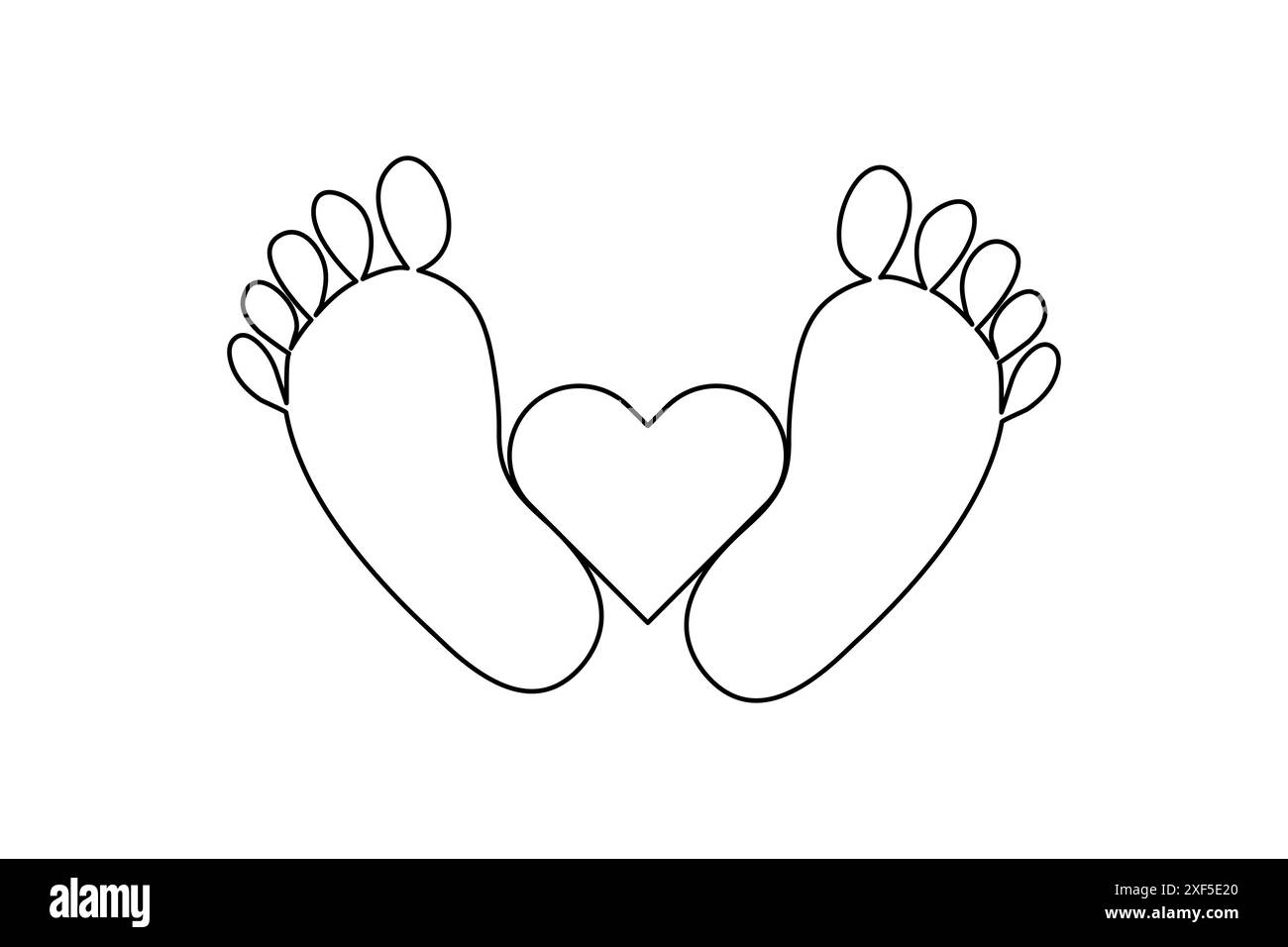 Dessin continu d'une ligne de semelle de pied de l'illustration vectorielle de contour isolé, tatouage de semelle de pied à ligne unique Illustration de Vecteur