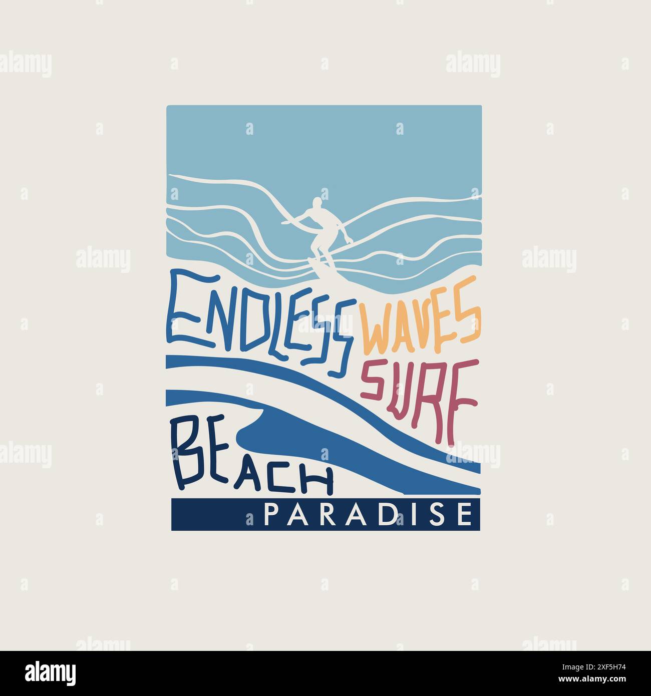 Conception d'affiche typographique de plage de surf Endless Waves Illustration de Vecteur