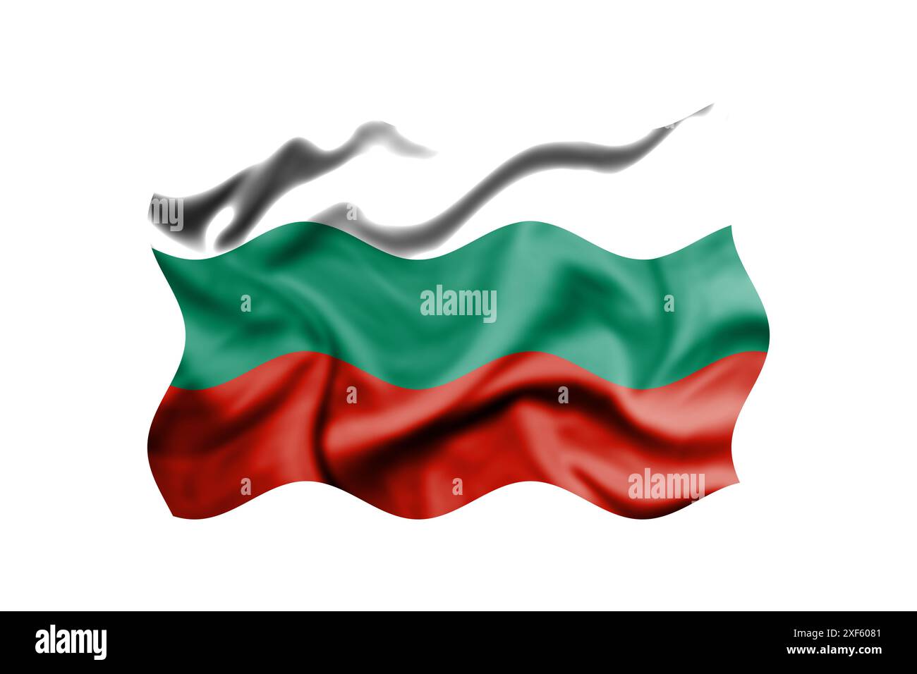 Agitant le drapeau de la Bulgarie sur un fond blanc. rendu 3d. Masque inclus Banque D'Images
