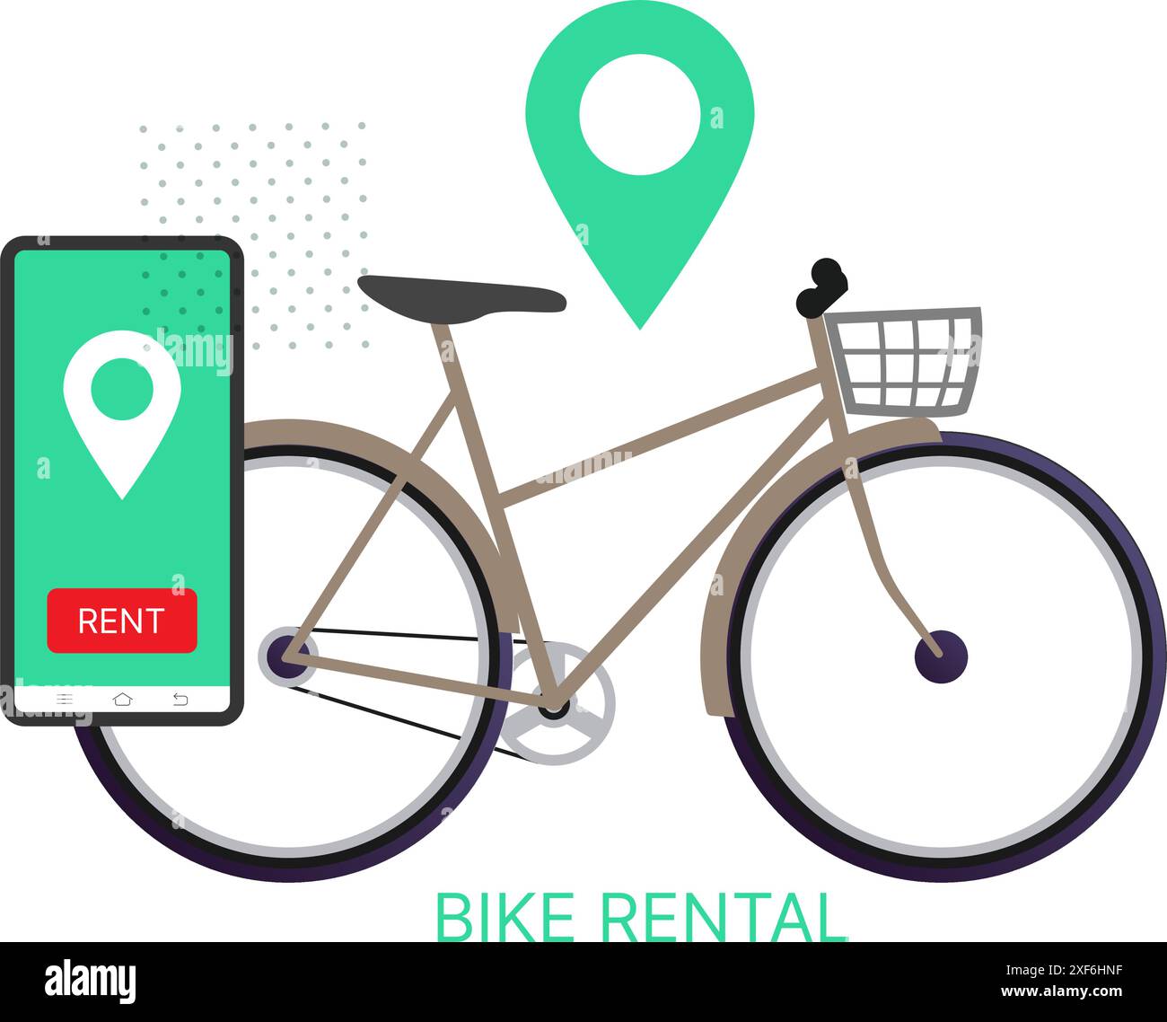 Services de location de vélos - solution technologique - louer en ligne - illustration en tant que fichier EPS 10 Illustration de Vecteur