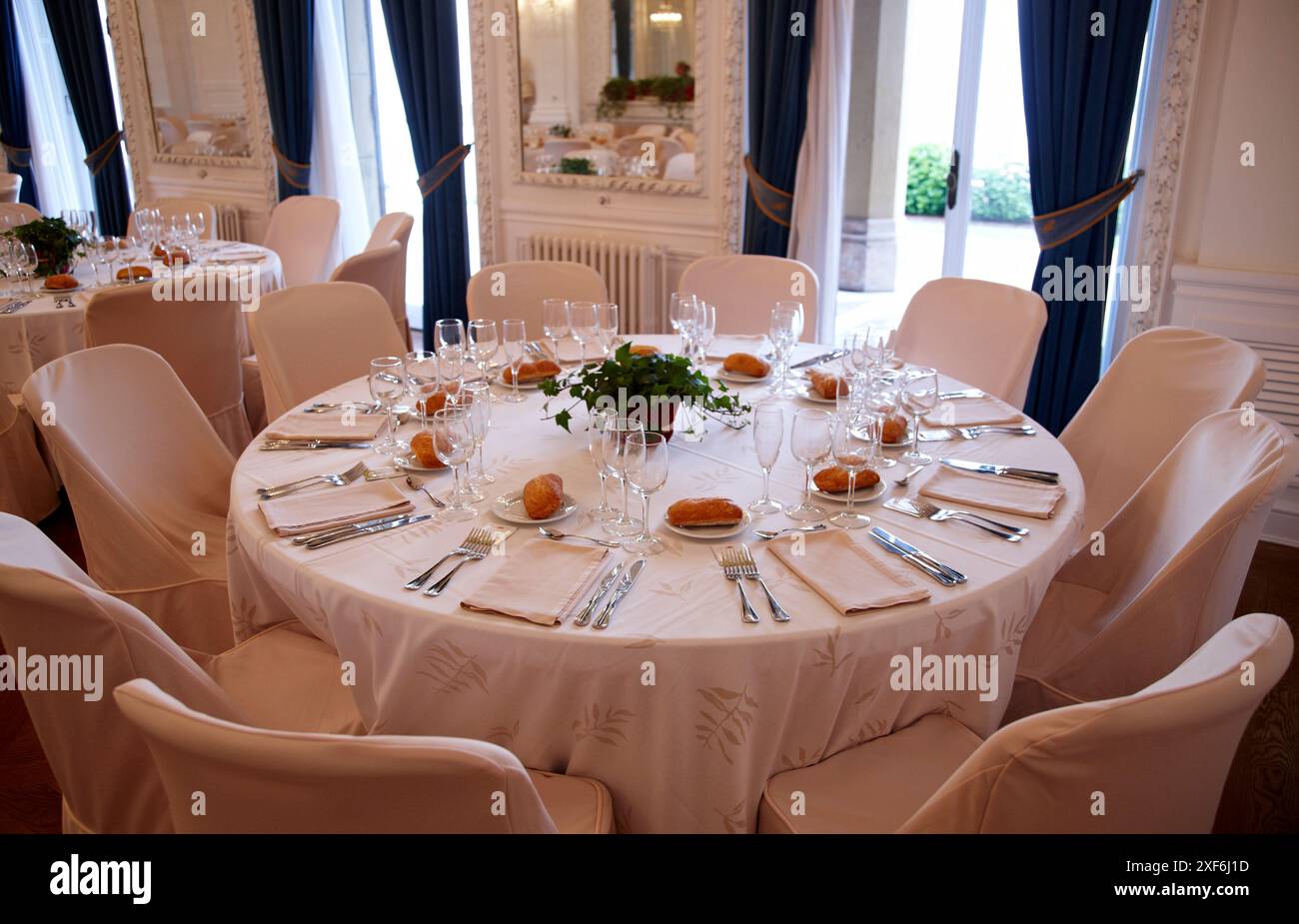 Salle à manger de Gala, Palacio de Miramar, San Sebastian, Gipuzkoa, Pays Basque, Espagne Banque D'Images