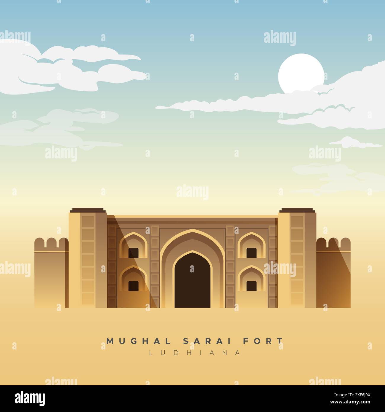 Fort Mughal serai, Doraha - Ludhiana - illustration stock en tant que fichier EPS 10 Illustration de Vecteur