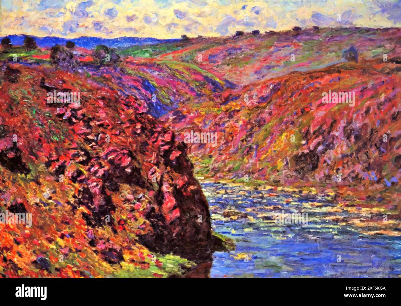 Gorge de la creuse, ciel gris, 1889 (peinture) de l'artiste Monet, Claude (1840-1926) Français. Illustration de Vecteur