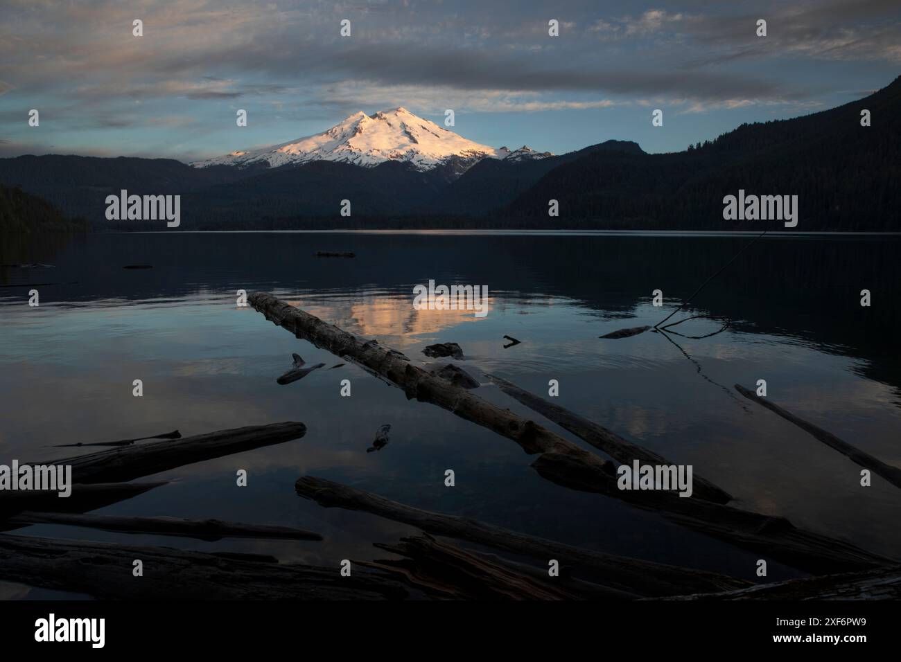 WA24956-00...... WASHINGTON - Baker Lake avec Mount Baker au loin, camping Noisy Creek, Baker Lake Trail, Mount Baker Snoqualmie National Fore Banque D'Images