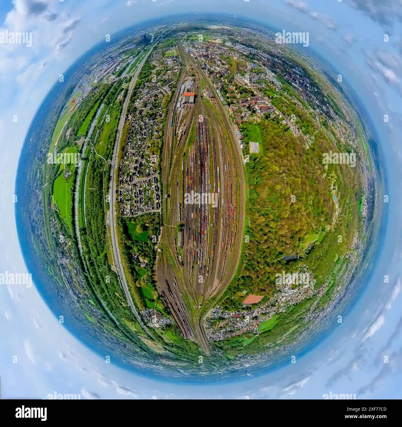 Vue aérienne, gare de triage et de triage Oberhausen-West Osterfeld, voies ferrées, Vondern, Oberhausen, Rhénanie, région de la Ruhr, Rhénanie du Nord-Westp Banque D'Images