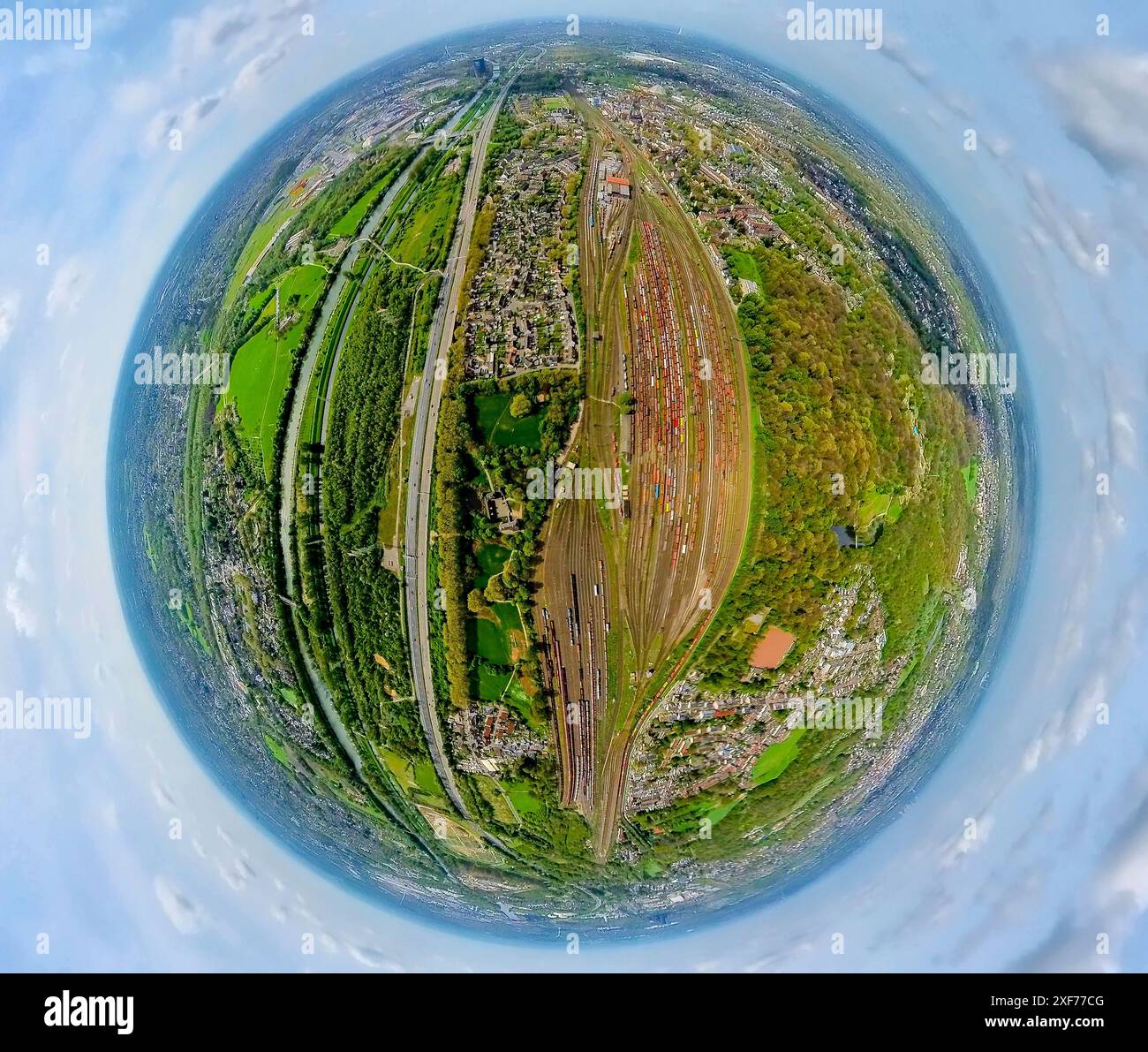 Vue aérienne, gare de triage et de triage Oberhausen-West Osterfeld, voies ferrées, Vondern, Oberhausen, Rhénanie, région de la Ruhr, Rhénanie du Nord-Westp Banque D'Images